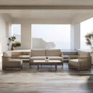 Garden set 4 pieces, Eternity series, Sm6173.01, ivory color, aluminum sintered stone