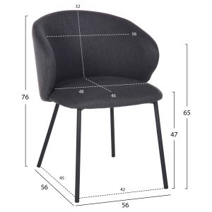 Dining set 5 pieces Raven Hm21069.02 ceramic top in black marble and 4 chairs