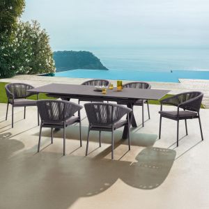 Dining set 7 pieces Andromeda (l) Sm21252 aluminum sintered stone dark gray