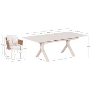 Dining set 7 pieces Andromeda (s) Sm21246 aluminum sintered stone beige and cream