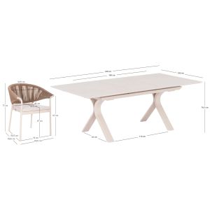 Dining set 7 pieces Andromeda (s) Sm21249 aluminum sintered stone beige and cream