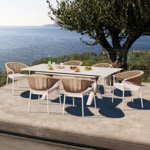 Dining set 7 pieces Andromeda (s) Sm21249 aluminum sintered stone beige and cream