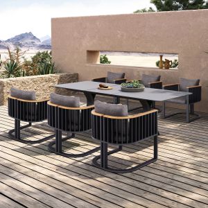 Dining set 7tmx Andromeda (s) Sm21253 aluminum sintered stone dark gray