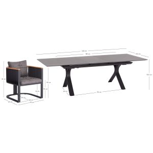 Dining set 7tmx Andromeda (s) Sm21253 aluminum sintered stone dark gray