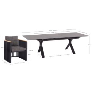 Dining set 7tmx Andromeda (s) Sm21254 aluminum sintered stone dark gray