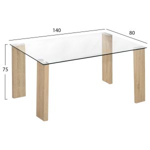 Dining set 5 pieces Lady Hm11595 Glass-metal-mdf in sonama color and brown fabric