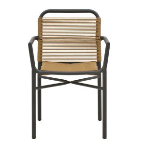 Clutch dining set - Thorio 5 pieces anthracite aluminum and plywood in natural shade 160x90x75cm