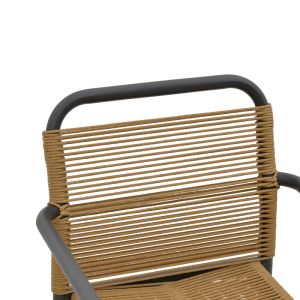 Clutch dining set - Thorio 7 pieces anthracite aluminum and plywood in natural shade 160x90x75cm