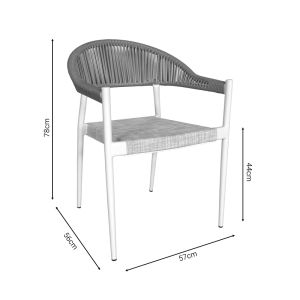 Dining set Kliton - Elation 3 pieces aluminum in white shade 80x80x74cm