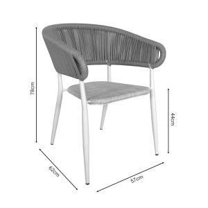 Kliton - Raven 3-piece dining set, aluminum in white shade, 80x80x74cm