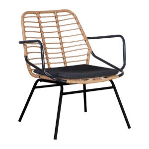 Dining set Naoki B 7 pieces natural rattan-black metal-glass 160x90x78cm