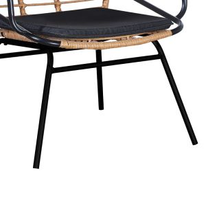 Dining set Naoki B 7 pieces natural rattan-black metal-glass 160x90x78cm
