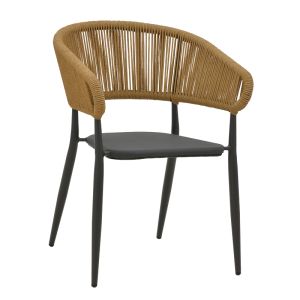 Dining set Raven - Thorio 5 pieces anthracite aluminum and plywood in natural shade 160x90x75cm