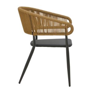 Dining set Raven - Thorio 5 pieces anthracite aluminum and plywood in natural shade 160x90x75cm