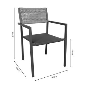 Dining set Savor-nares 5 pieces anthracite aluminum and plywood-rattan in natural color 140x80x72.5cm