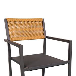 Dining set Savor-nares 7 pieces anthracite aluminum and plywood-rattan in natural color 180x90x72.5cm
