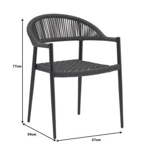 Thorio-freiburg dining set 5 pieces anthracite aluminum and plywood in natural shade 160x90x75cm