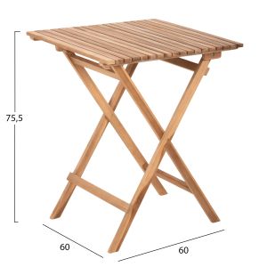 Комплект за хранене на открито 3 части Kendyr Hm9907 твърдо тик дърво-натурално 46x50x88,5h