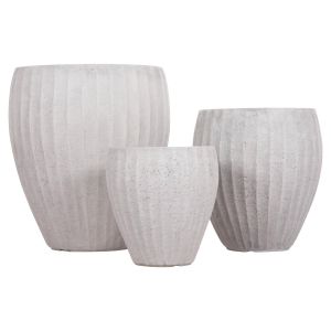 Set of 3 round flower pots, Gardener series Hm4728, fiberclay - cement color, Φ48x56cm.