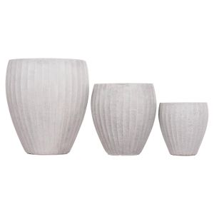 Set of 3 round flower pots, Gardener series Hm4728, fiberclay - cement color, Φ48x56cm.