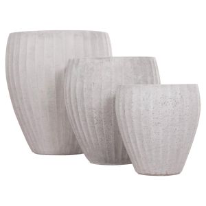 Set of 3 round flower pots, Gardener series Hm4728, fiberclay - cement color, Φ48x56cm.