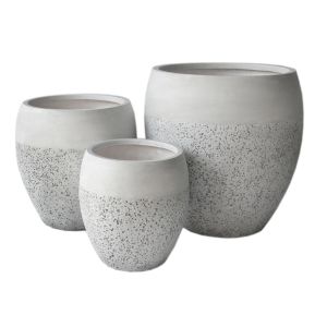 Set of 3 pots Gardener series Hm4718 fibroclay in white Φ55x54.5 in cm.