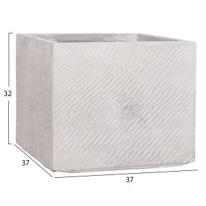 Set of 4 Gardener Hm4730 fiberclay pots in gray cement 37x37x32cm.