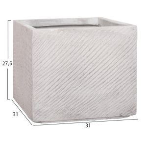 Set of 4 Gardener Hm4730 fiberclay pots in gray cement 37x37x32cm.