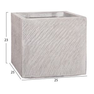 Set of 4 Gardener Hm4730 fiberclay pots in gray cement 37x37x32cm.