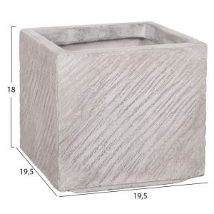Set of 4 Gardener Hm4730 fiberclay pots in gray cement 37x37x32cm.