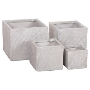 Set of 4 Gardener Hm4730 fiberclay pots in gray cement 37x37x32cm.
