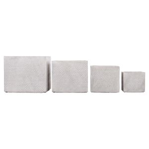 Set of 4 Gardener Hm4730 fiberclay pots in gray cement 37x37x32cm.