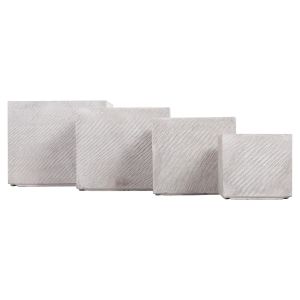 Set of 4 Gardener Hm4730 fiberclay pots in gray cement 37x37x32cm.