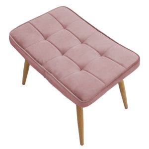 Maddison armchair with stool set, plush, ash rose 68x72x98cm