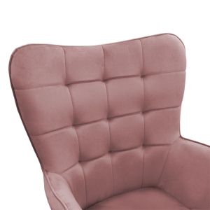 Maddison armchair with stool set, plush, ash rose 68x72x98cm