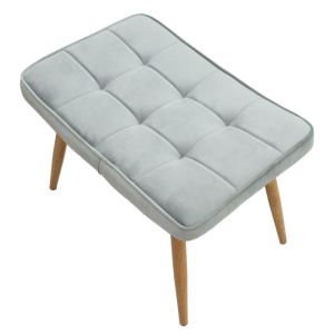 Maddison armchair with stool set, plush gray fabric 68x72x98cm