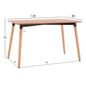 Table and chairs set 5 pieces Lucien Hm21183 Mdf top and beech wood in natural color