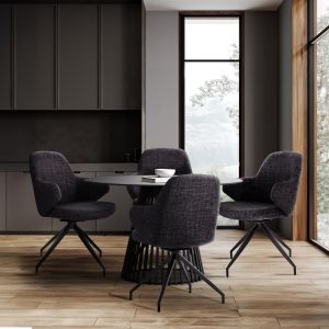 Table and chairs set 5 pieces Memnon Sm21239 ceramic top - round