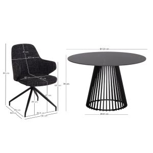 Table and chairs set 5 pieces Memnon Sm21239 ceramic top - round