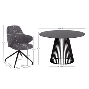 Table and chairs set 5 pieces Memnon Sm21241 ceramic top- round- light gray