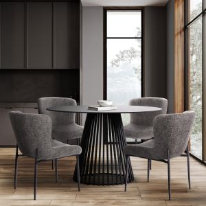 Table and chairs set 5 pieces Memnon Sm21242 ceramic top- round-gray
