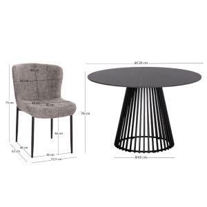 Table and chairs set 5 pieces Memnon Sm21242 ceramic top- round-gray