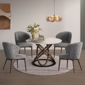 5-piece Orbiter table and chairs set Sm21226 ceramic top - gray fabric