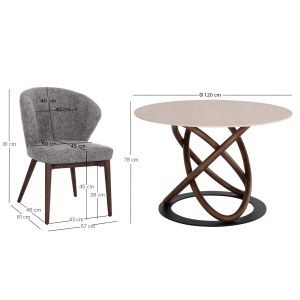 5-piece Orbiter table and chairs set Sm21226 ceramic top - gray fabric