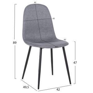 Table and chairs set 5 pieces Raven Hm21068.03 ceramic top gray marble - gray fabric