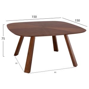 Table and Chair Set 5 Pieces Riner Hm21340 Square Mdf Table - Rubber Wood and Fabric Chairs