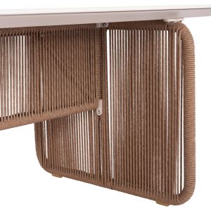 Table and chairs set 7 pieces Destiny Sm21248 aluminum-sintered stone beige and cream