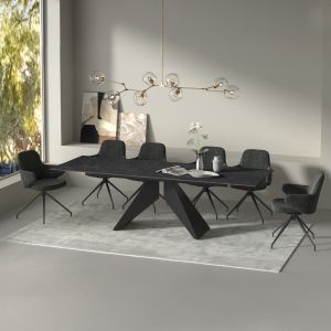 Table and chairs set 7 pieces Dominion Sm21231 ceramic top - black metal