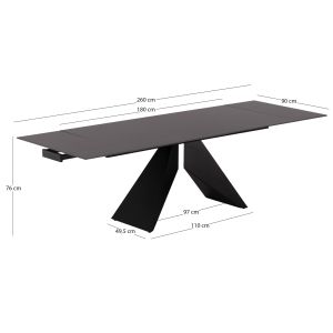 Table and chairs set 7 pieces Dominion Sm21231 ceramic top - black metal