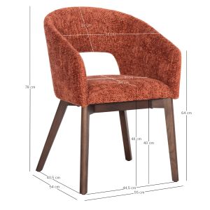 Table and chairs set 7 pieces Empire Sm21229 ceramic top - orange fabric